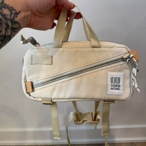 Topo Designs Cream Canvas Utility Hip Pack Fanny Bag Belt Bag EUC NICE